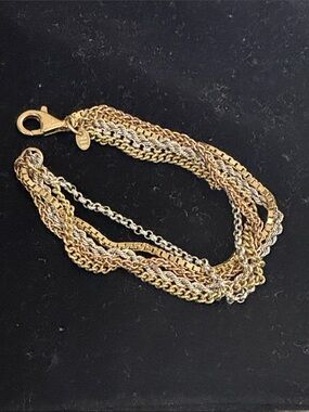 Tri-Tone Multi-Chain Bracelet - Gold, Rose Gold & Silver